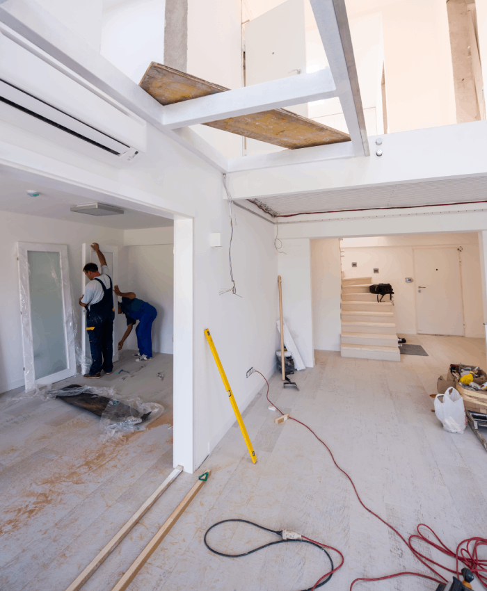 Chantier de rénovation intérieure avec travaux de plâtrerie et aménagement par AGL Aménagement