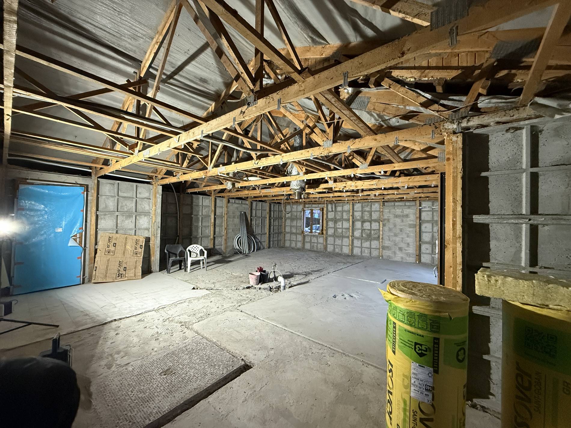 Avant les travaux d'isolation, de placo et de joints